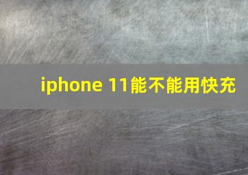 iphone 11能不能用快充